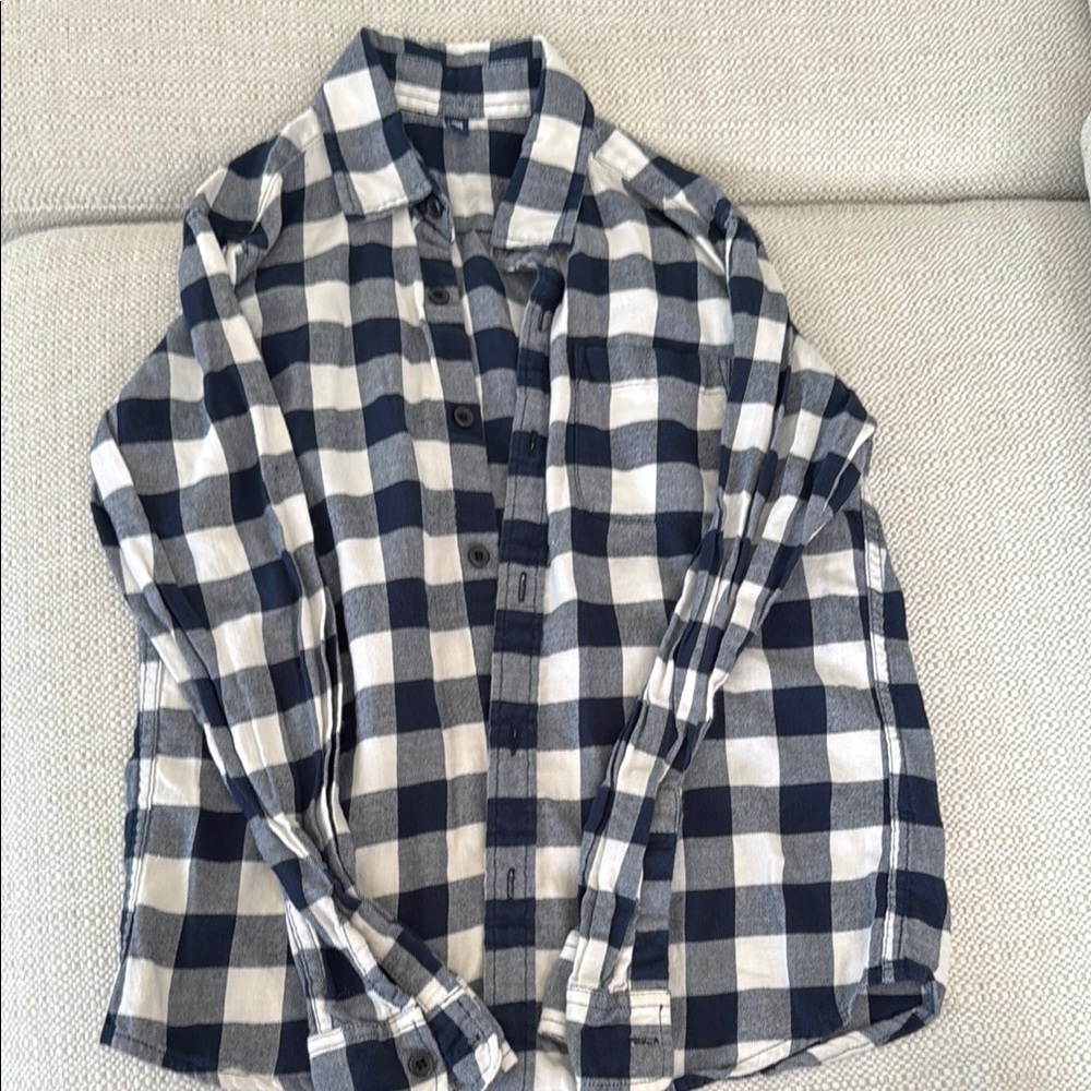 Boy’s Blue and White Checkered Flannel Shirt